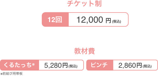 チケット制(12回)12,000円(税込)+教材費「くるたっち:5,280円(税込)」「ピンチ:2,860円(税込)」